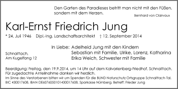 Traueranzeige von Karl-Ernst Friedrich Jung von Pegnitz-Zeitung